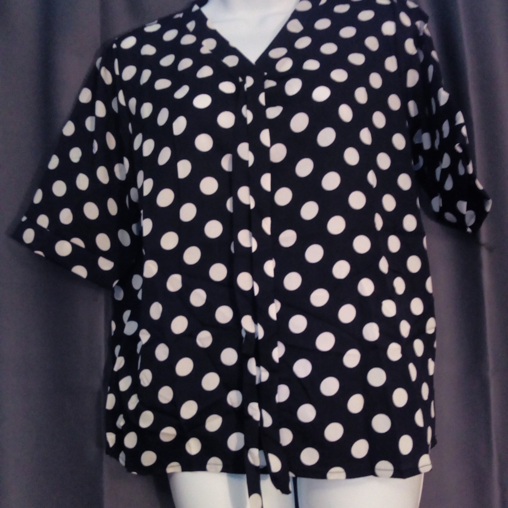 (New) Polka Dot Pullover Bow Tie Blouse